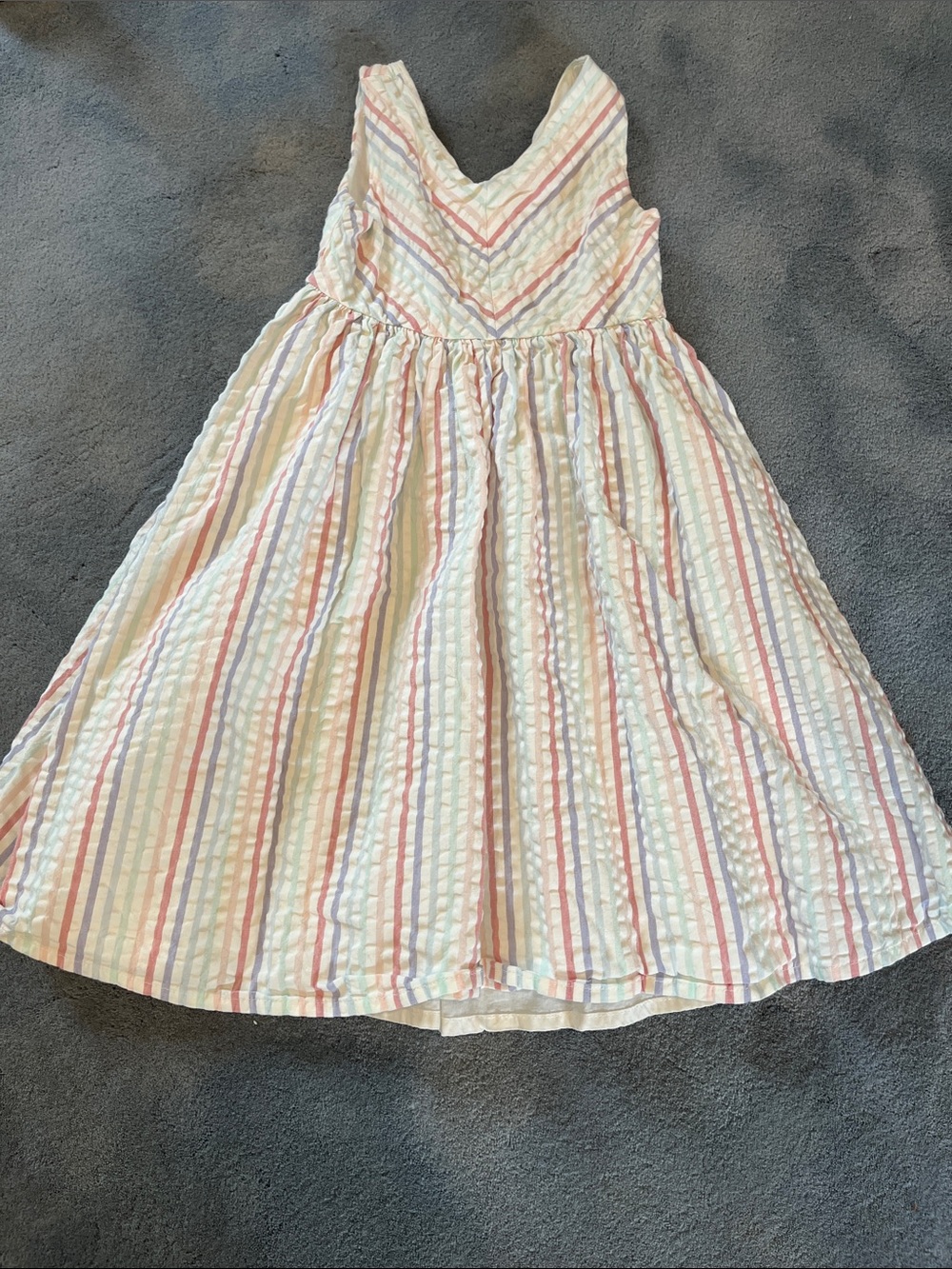 Sleeveless Pastel Stripe Girls' Dress - White Pink Blue